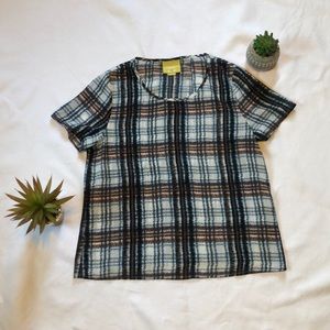 Maeve Anthropologie Plaid Top Size S